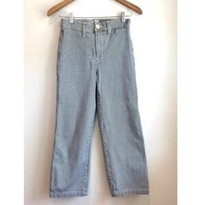 J.Crew Railroad Stripe Wide Leg Pants Blue White Size 25